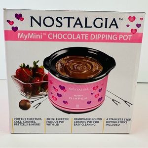 NOSTALGIA My Mini Chocolate Dipping Pot *Lid & Pink Heart Design 20 Oz Sealed